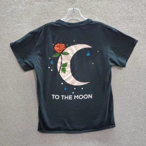 Yours Truly Men Shirt Medium Black‎ To The Moon To The Stars Graphic Print Tee